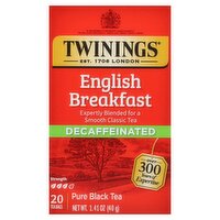 Twinings English Breakfast Decaffeinated Pure Black Tea Bags, 20 count, 1.41 oz, 1.41 Ounce