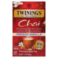 Twinings French Vanilla Chai Flavored Black Tea Bags, 20 count, 1.41 oz, 1.41 Ounce