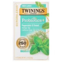 Twinings of London Superblends Probiotics+ Peppermint & Fennel Herbal Tea Bags, 18 count, 1.27 oz, 18 Each