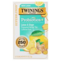 Twinings of London Superblends Lemon & Ginger Flavoured Herbal Tea Bags, 18 count, 0.95 oz