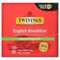 Twinings English Breakfast Decaffeinated Pure Black Tea Bags, 100 count, 7.05 oz