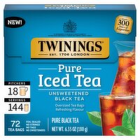 Twinings Pure Iced Unsweetened Black Tea Bags, 72 count, 6.35 oz, 72 Each