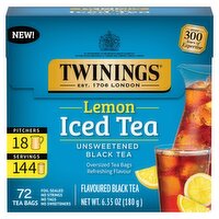 Twinings Lemon Flavoured Iced Black Tea Bags, 72 count, 6.35 oz, 72 Each