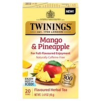 Twinings Mango & Pineapple Flavoured Herbal Tea Bags, 20 count, 1.69 oz