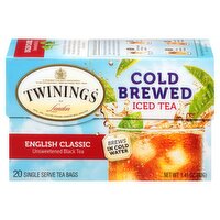 Twinings of London Cold Brewed Iced Tea English Classic Unsweetened Black Tea, 20 count