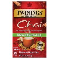 Twinings Chai Decaffeinated Flavoured Black Tea Bags, 20 count, 1.41 oz