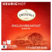 Twinings of London English Breakfast Black Tea K-Cup Pods, 0.11 oz, 18 count