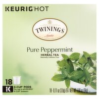 Twinings of London Pure Peppermint Herbal Tea K-Cup Pods, 0.11 oz, 18 count