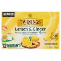 Twinings Lemon & Ginger Flavoured Herbal Tea K-Cup Pods, 12 count, 1.05 oz