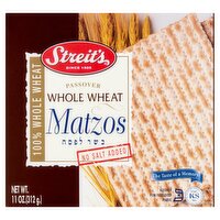 Streit's Passover No Salt Added Whole Wheat Matzos, 11 oz, 11 Ounce