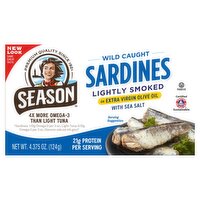 Season Lightly Smoked Sardines in Extra Virgin Olive Oil with Sea Salt, 4.375 oz