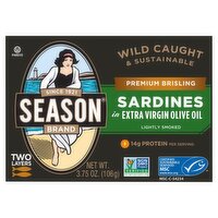 Season Premium Brisling Lightly Smoked Sardines in Extra Virgin Olive Oil, 3.75 oz