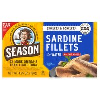 Season Skinless & Boneless No Salt Added Sardine Fillets in Water, 4.25 oz