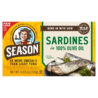 Season Brand Sardines in 100% Olive Oil, 4.375 oz