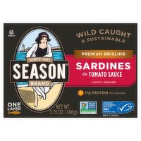 Season Brand Premium Brisling Lightly Smoked Sardines in Tomato Sauce, 3.75 oz