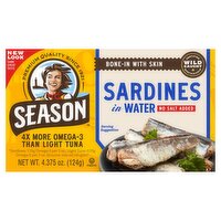 Season No Salt Added Sardines in Water, 4.375 oz, 4.38 Ounce