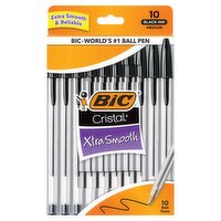 BIC Cristal Xtra Smooth Black Ink Medium Ball Pens, 10 count, 10 Each