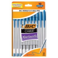 BIC Cristal Xtra Smooth Blue Ink Medium Ball Pens, 10 count