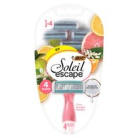 BIC Soleil Escape Citrus Scented Handle 4 Blades Razors, 4 count