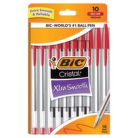 BIC Cristal Xtra Smooth Red Ink Medium Ball Pens, 10 count