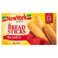 New York Bakery The Original Bread Sticks with Real Garlic, 6 count, 10.5 oz, 10.5 Ounce