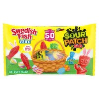 Swedish Fish Mini/Sour Patch Kids Soft & Chewy Candy Variety Pack, 50 count, 1 lb 6.04 oz