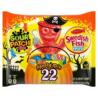 Sour Patch Kids/Swedish Fish Mini Spooky Mix Soft & Chewy Candy, 22 count, 9.7 oz