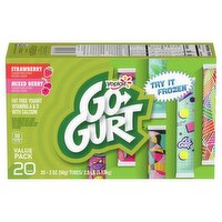 Yoplait Go-Gurt Strawberry and Mixed Berry Fat Free Yogurt Value Pack, 2 oz, 20 count, 40 Ounce