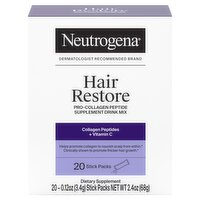 Neutrogena Hair Restore Pro-Collagen Peptide Drink Mix Dietary Supplement, 0.12 oz, 20 count