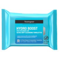 Neutrogena Hydro Boost with Hyaluronic Acid Ultra-Soft Cleansing Towelettes, 25 count