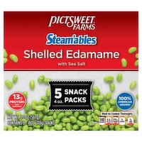 Pictsweet Farms Steam'ables Shelled Edamame with Sea Salt Snack Packs, 4 oz, 5 count