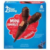 Blue Bunny Mini Swirls Chocolate Frozen Dairy Dessert, 2.25 fl oz, 8 count, 18 Fluid ounce