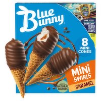 Blue Bunny Mini Swirls Caramel Frozen Dairy Dessert, 2.25 fl oz, 8 count, 18 Fluid ounce