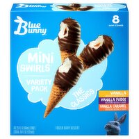 Blue Bunny Mini Swirls The Classics Frozen Dairy Dessert Variety Pack, 2.25 fl oz, 8 count