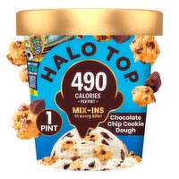 Halo Top Chocolate Chip Cookie Dough Light Ice Cream, 1 pint