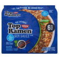 Nissin The Original Top Ramen Soy Sauce Flavor Ramen Noodle Soup, 3 oz, 6 count, 18 Ounce