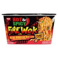 Nissin Fire Wok Volcanic Mongolian Beef Flavor Stir Fry Asian Noodles in Sauce, 4.37 oz, 6 count, 4.37 Ounce