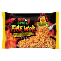 Nissin Hot & Spicy Fire Wok Torched Teriyaki Chicken Flavor Chili Infused Asian Noodles, 3.10 oz, 3.1 Ounce