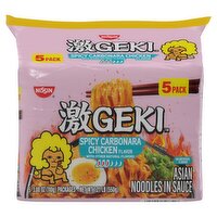 Nissin Geki Spicy Carbonara Chicken Flavor Asian Noodles in Sauce, 3.88 oz, 5 count