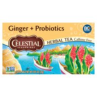 Celestial SEASONING Ginger + Probiotics Herbal Tea Bags, 16 count, 0.85 oz