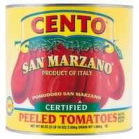 Cento San Marzano Certified Whole Peeled Tomatoes with Basil Leaf, 90 oz, 90 Ounce