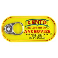 Cento Rolled Fillets Anchovies with Capers in Olive Oil, 2 oz