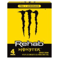 Monster Rehab Lemonade, Rehab Tea + Lemonade, 15.5 oz. (Pack of 4)