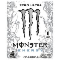 Monster Energy Zero Ultra, Zero Ultra, 16 oz. (Pack of 4)