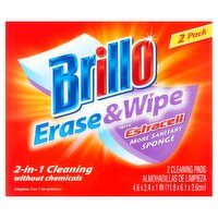 Brillo Erase & Wipe 2-in-1 Cleaning with Estracell Cleaning Pads, 2 count