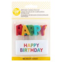 Wilton Happy Birthday Candle Pick Set, 13 count