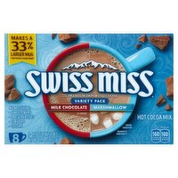 Swiss Miss Milk Chocolate Flavor and Marshmallow Hot Cocoa Mix Variety Pack, 1.38 oz, 8 count