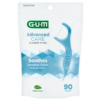 Sunstar GUM Advanced Care Fresh Mint Flosser Picks, 90 count, 90 Each