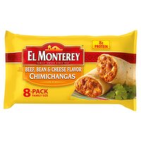 El Monterey Beef, Bean & Cheese Flavor Chimichangas Family Size, 8 count, 30.4 oz