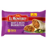 El Monterey Beef & Bean Burritos Family Size, 8 count, 32 oz